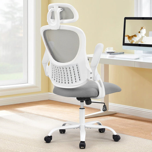 JHK Mesh Ergonomic Desk Chair Flip-up Arms Adjustable Headrests Comfortable Lumbar Support