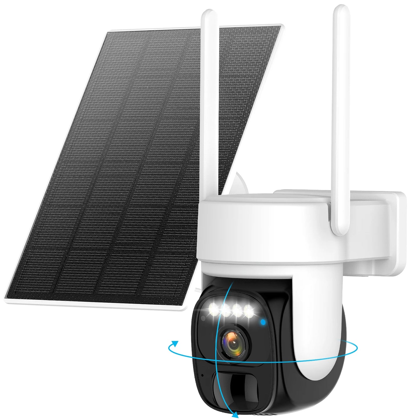 Wireless Outdoor Solar Security Camera 2K 360 Degree Panoramic PTZ Tilt with AI Motion Detection CCTV Low Power 2.4G WiFi IP66
