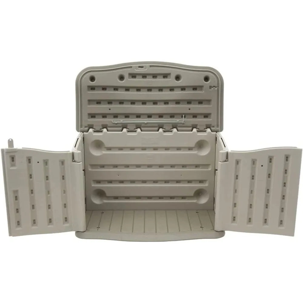 Small Horizontal Resin Outdoor Storage Shed Beige Floor