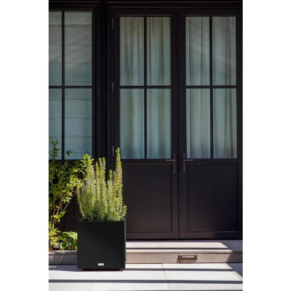 Large Cube Plastic Planter for Indoor and Outdoor Durable All-Weather Use