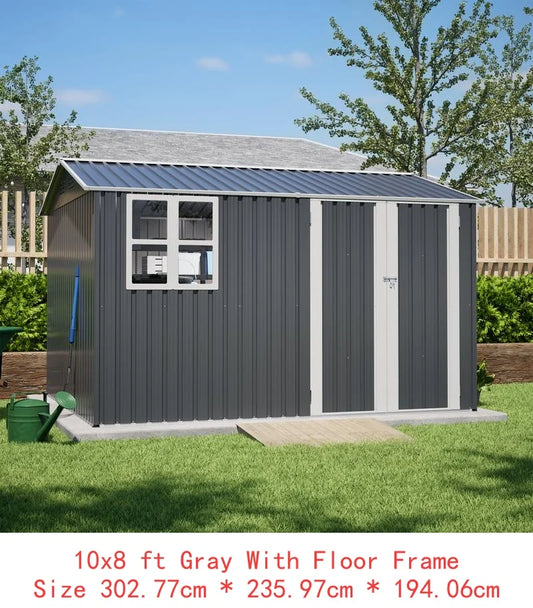 Outdoor Steel Storage Shed 10x8ft Lockable Weatherproof