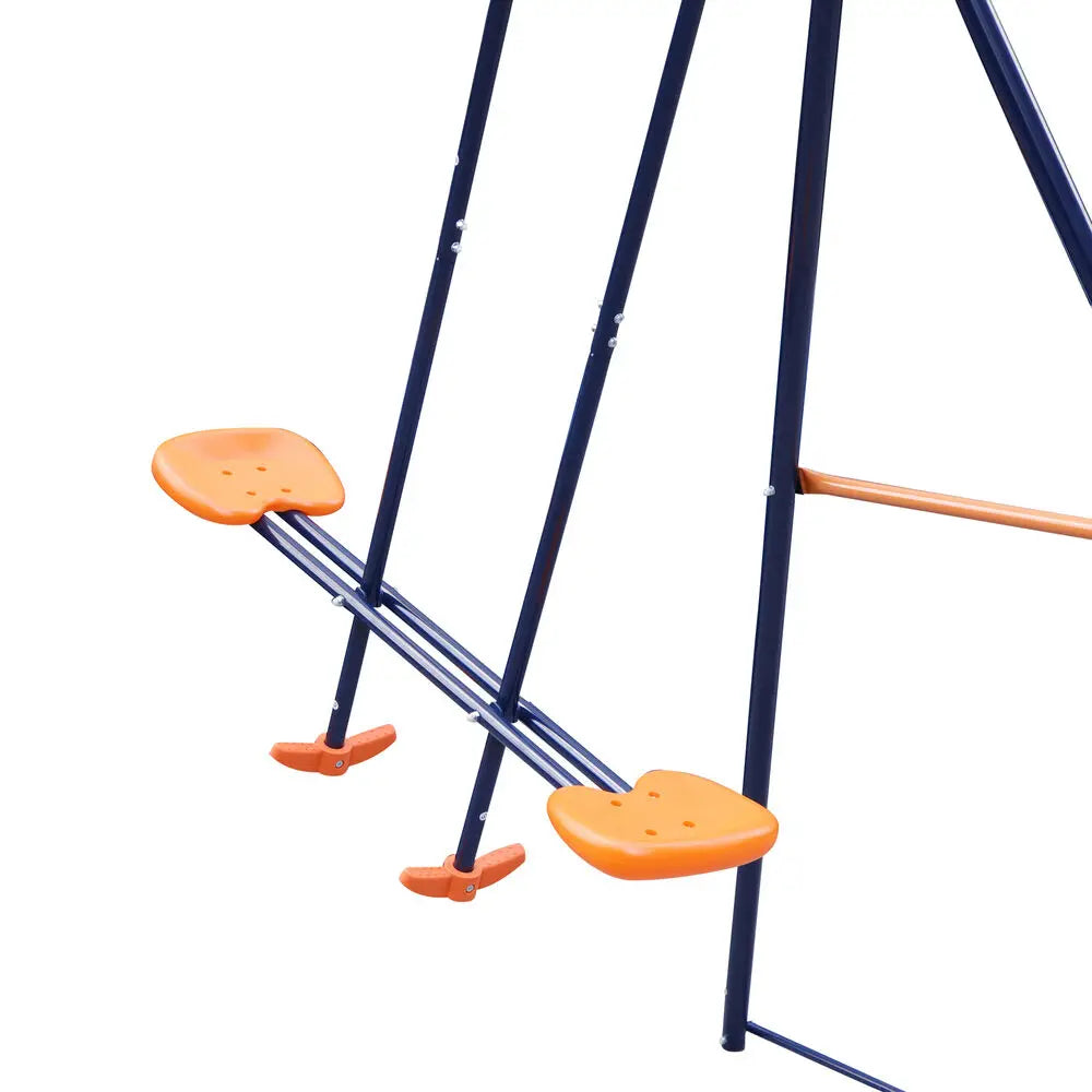 Durable Double Swing Set Garden Swing with Seesaw for Children Outdoor Play
