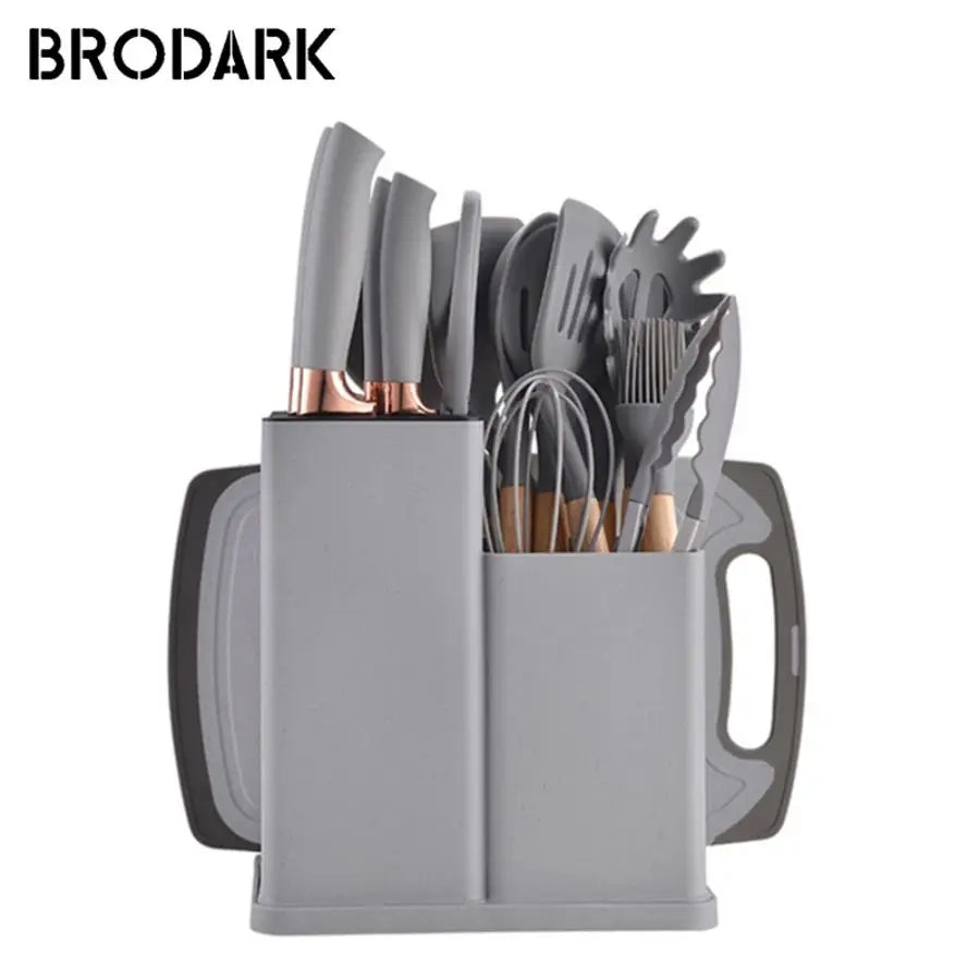 Food Grade Silicone Kitchenware Set 19 Pcs Spatula Knife