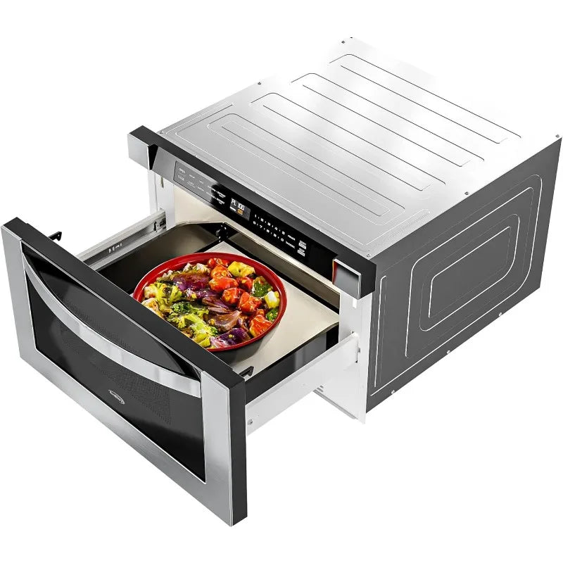 1SS 24 Inch Stainless-Steel Microwave Drawer Capacity, 1000W Power with 10 Custom Cooking Levels