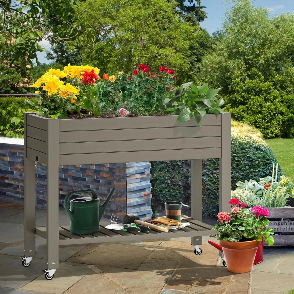 YITAHOME Elevated Garden Bed Kit with Legs and Wheels Large Resin Planter Box