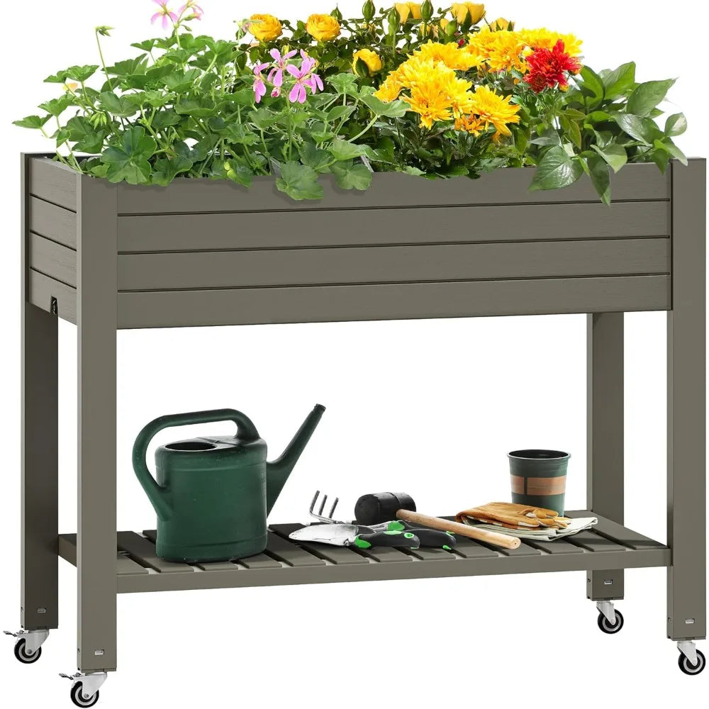 YITAHOME Elevated Garden Bed Kit with Legs and Wheels Large Resin Planter Box