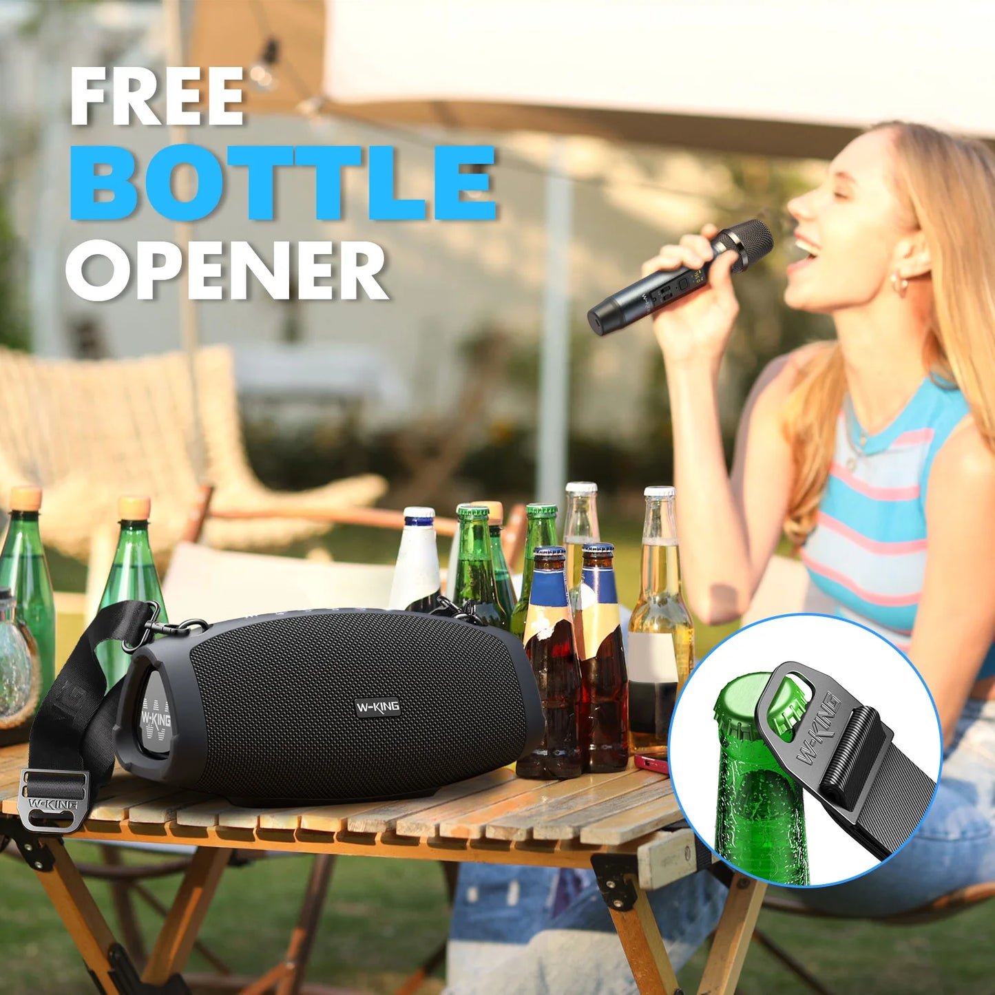 W-KING 70W Portable Loud Bluetooth Speakers with Microphone