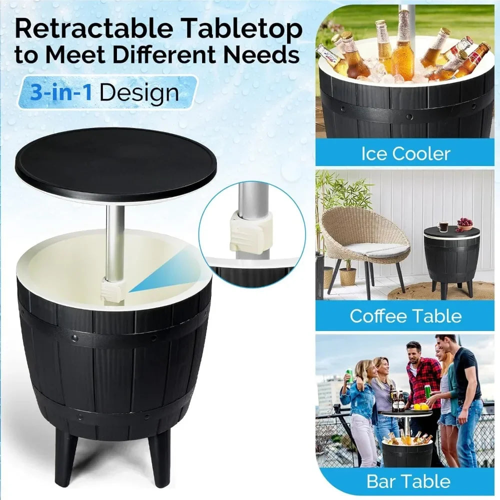 Outdoor Cooler Side Table With 10 Gallon Ice Cooler