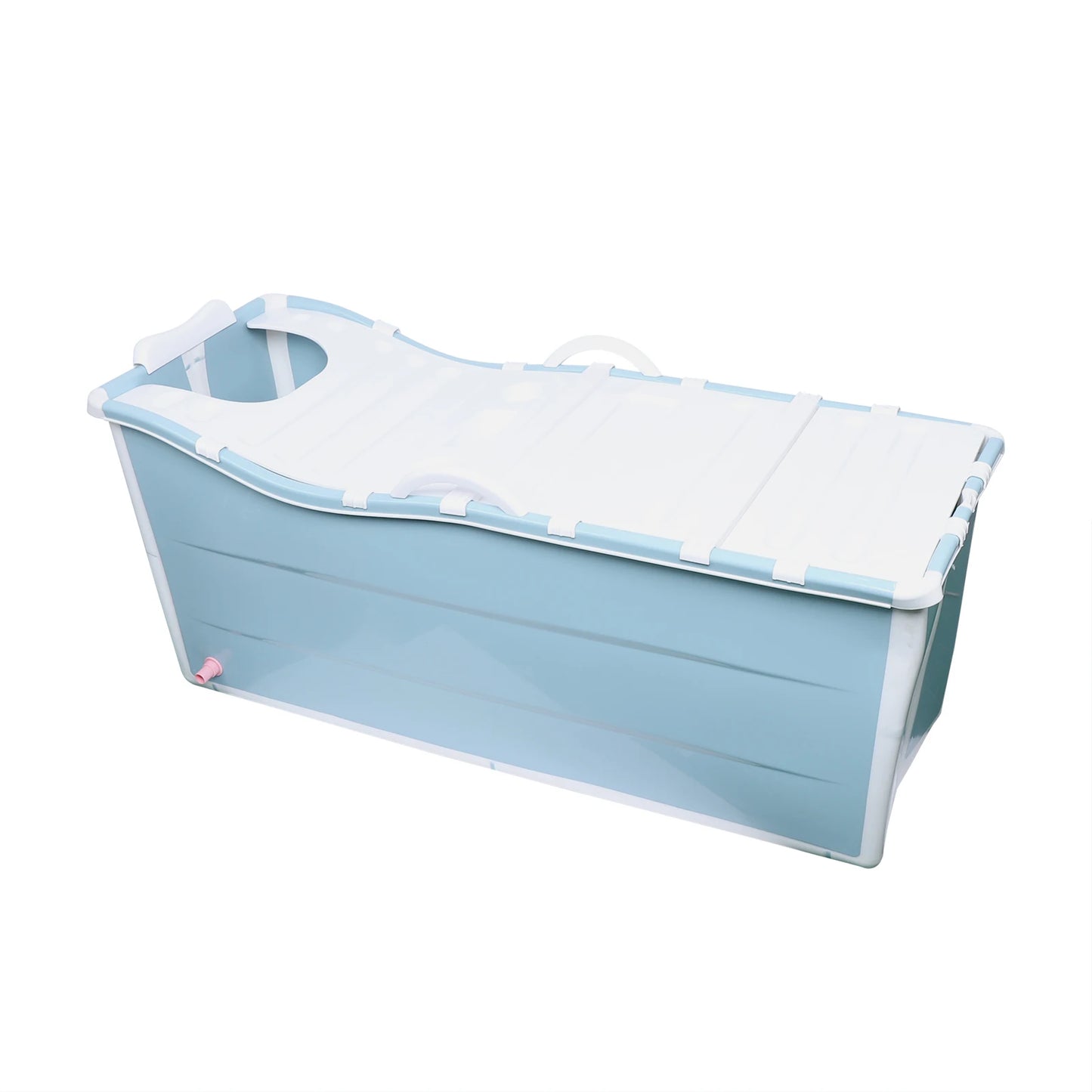 53" Large Portable Foldable Bathtub for Adults, SPA Soaking Tub with Cover Lid Thickened, Blue