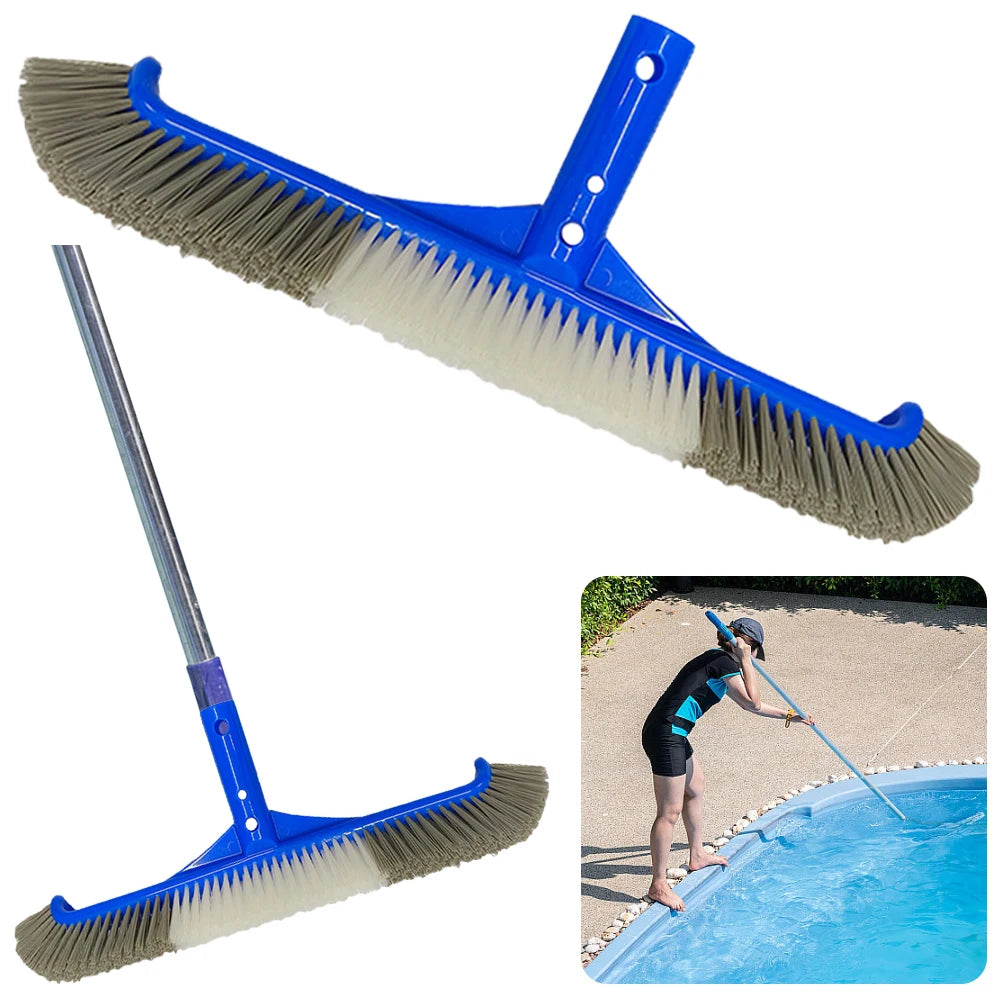 17 Inch Heavy Duty Pool Brush Head with Curved Ends for Effective Cleaning