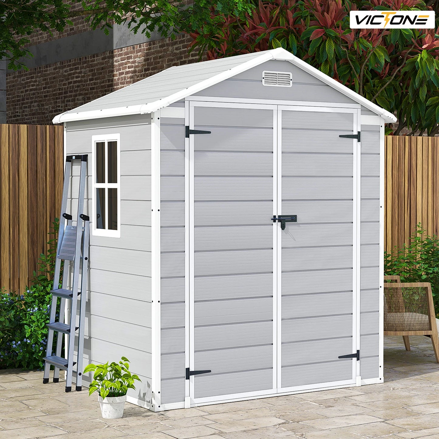 Victone 6 By 4 Foot Plastic Outdoor Storage Shed With Floor