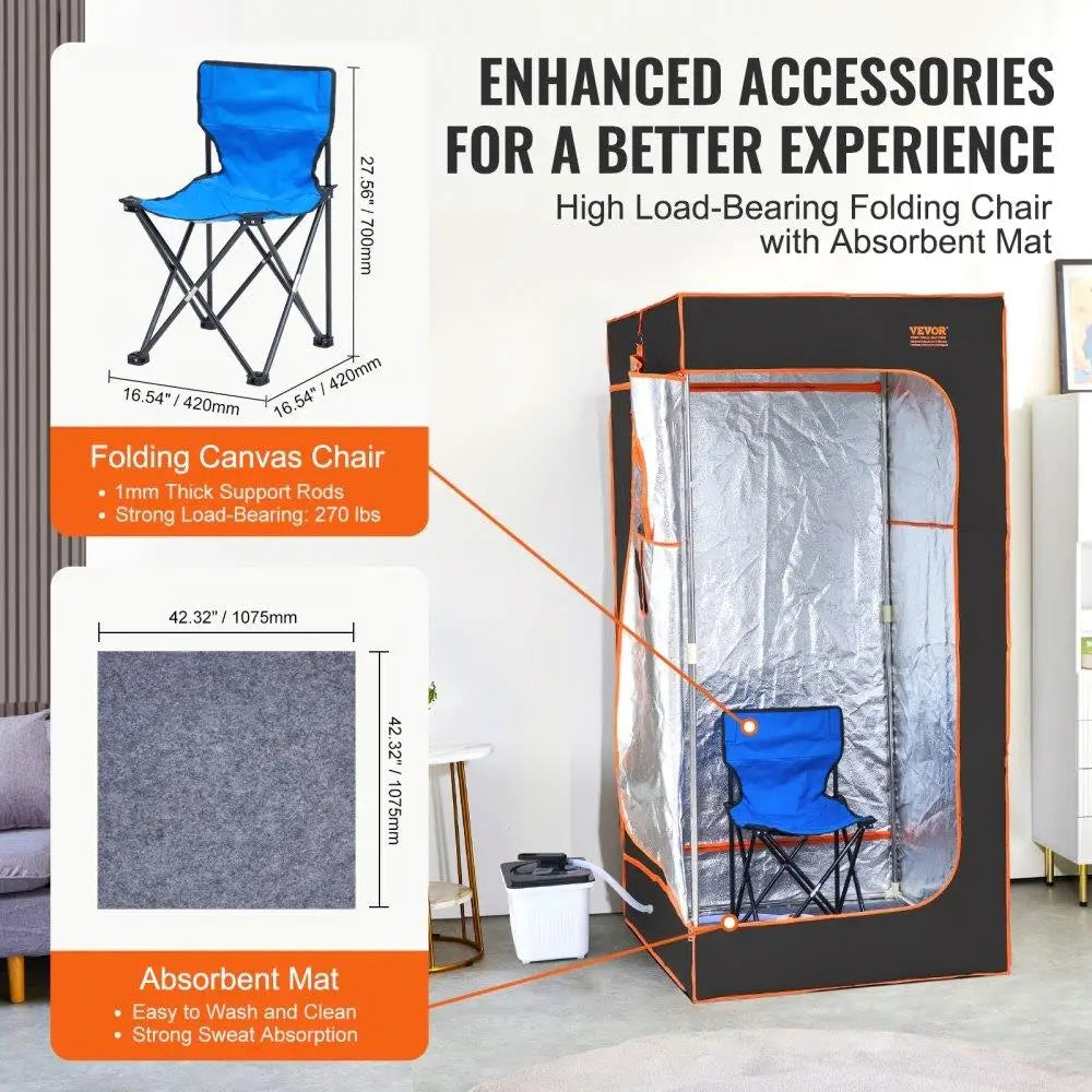 1600W Portable Steam Sauna Tent with Chair - Personal Spa