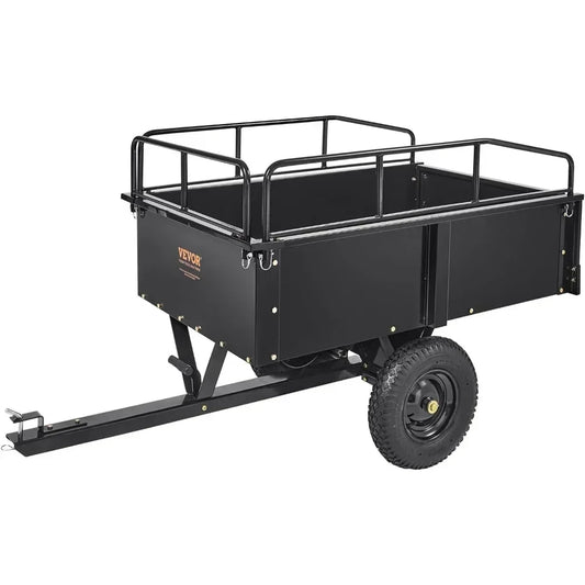 Heavy Duty ATV Trailer Steel Dump Cart Tow Behind 750 Pounds 15 Cubic Feet Garden Utility Trailer Yard Trailers