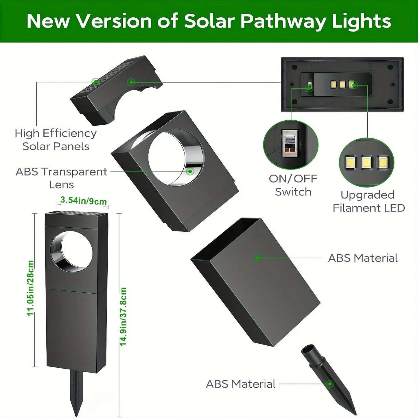 4 Pack Super Bright Solar Lights with 12 Hours Auto On and Off Outdoor Pathway Garden Patio LED Decor for Wedding and Mother's Day