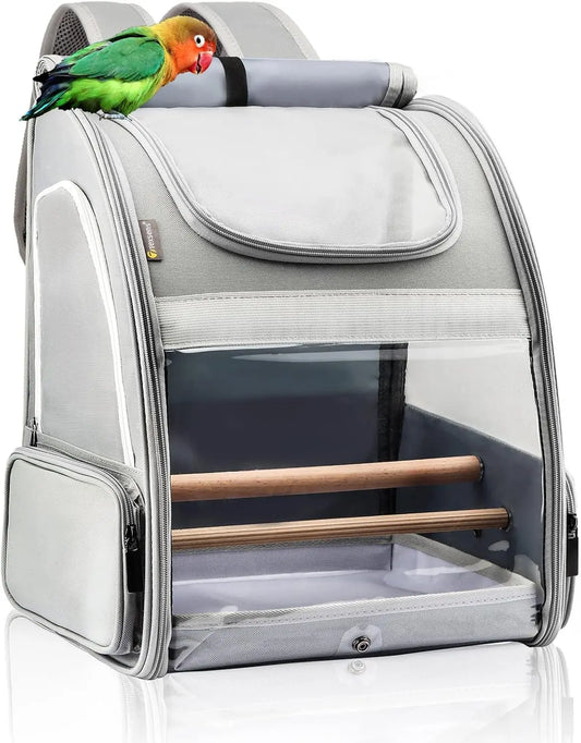 Portable Bird Carrier Backpack for Small Birds with Upgraded Tray and Perches