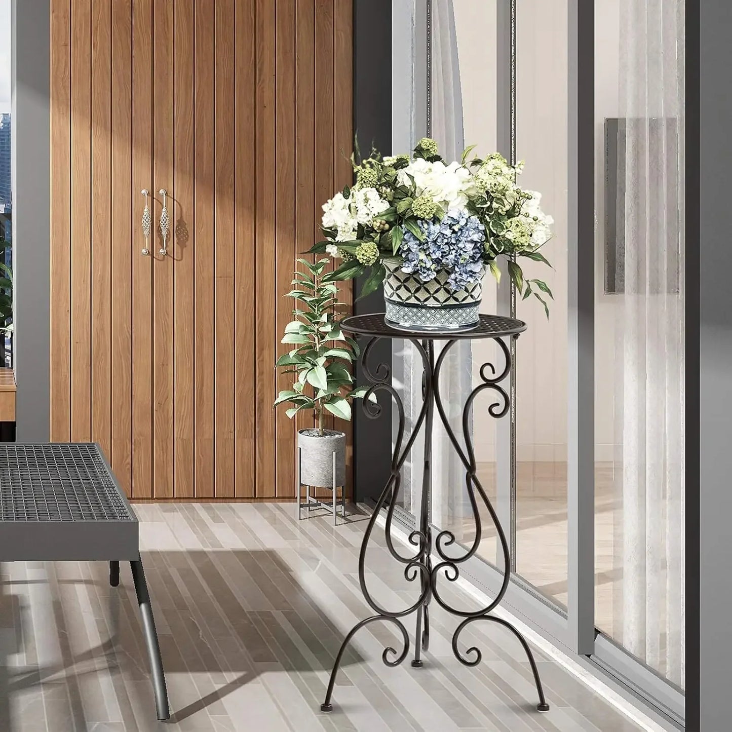 2 Pack Heavy Duty Metal Plant Stands 22.5 Inch Tall Indoor Outdoor Use
