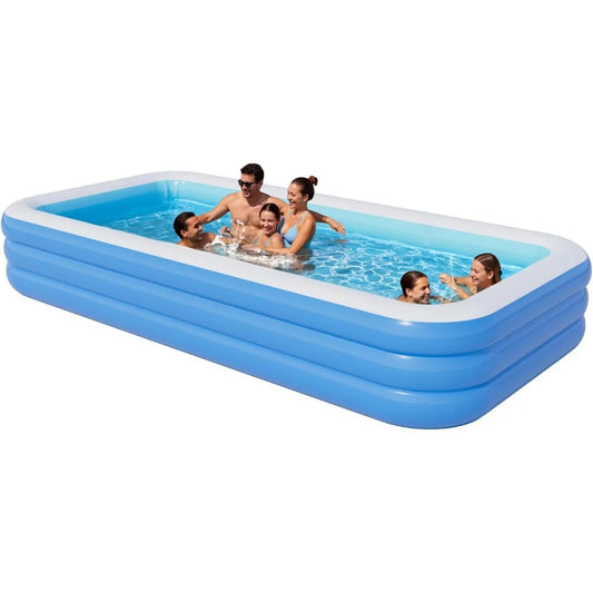 Inflatable Family Pool for Kids and Adults 142 Inch Rectangular Hot Tub