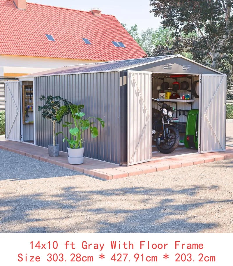 Outdoor Steel Storage Shed 10x8ft Lockable Weatherproof