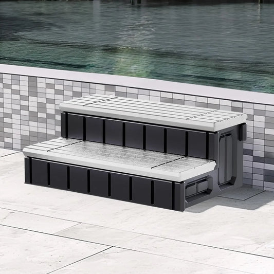 Spa Hot Tub Step with Storage Non Slip 2 Step Stool for Pool and Bathtub