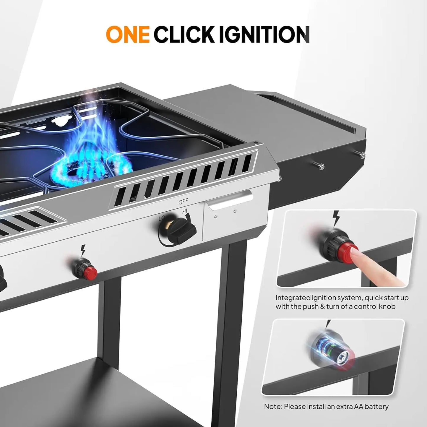 150000 BTU 2 Burner Outdoor Propane Stove With Shelf