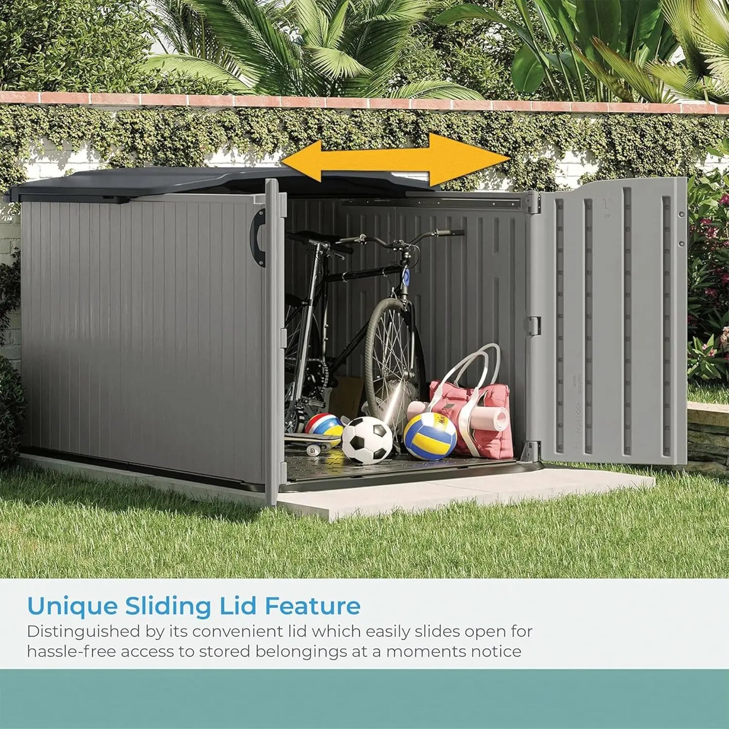 Glidetop Horizontal Storage Shed With Pad Lockable Lid