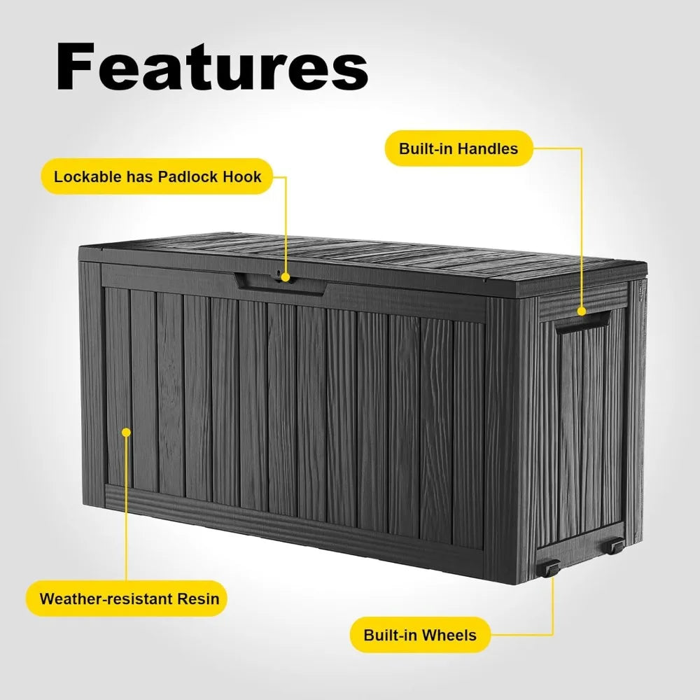75 Gallon Mobile Waterproof Resin Deck Box With Lock