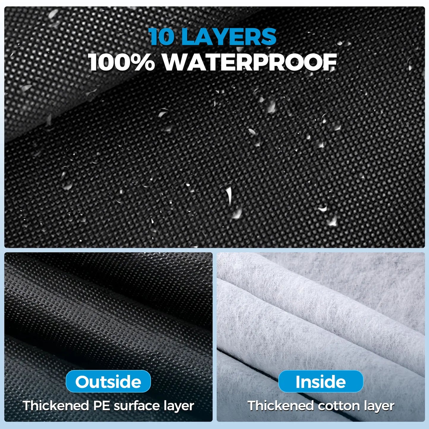 Black Truck Cover Waterproof 10 Layers Full Exterior Cover with Rain Sun UV  with Zipper Cotton