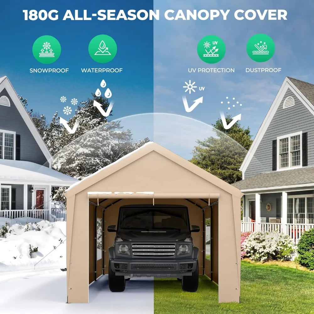 Carport 10'x20' Portable Garage with Removable Sidewalls, Heavy Duty