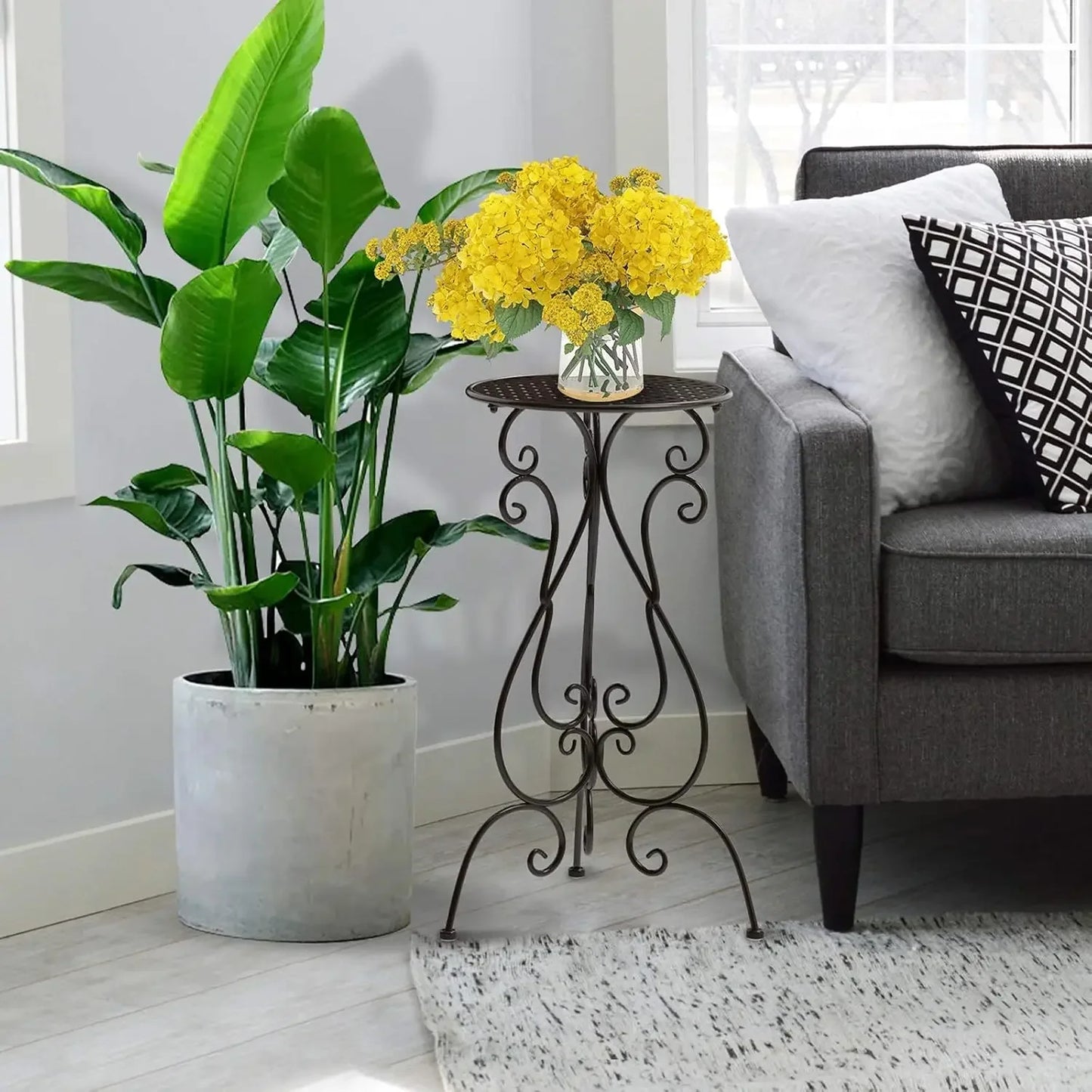 2 Pack Heavy Duty Metal Plant Stands 22.5 Inch Tall Indoor Outdoor Use