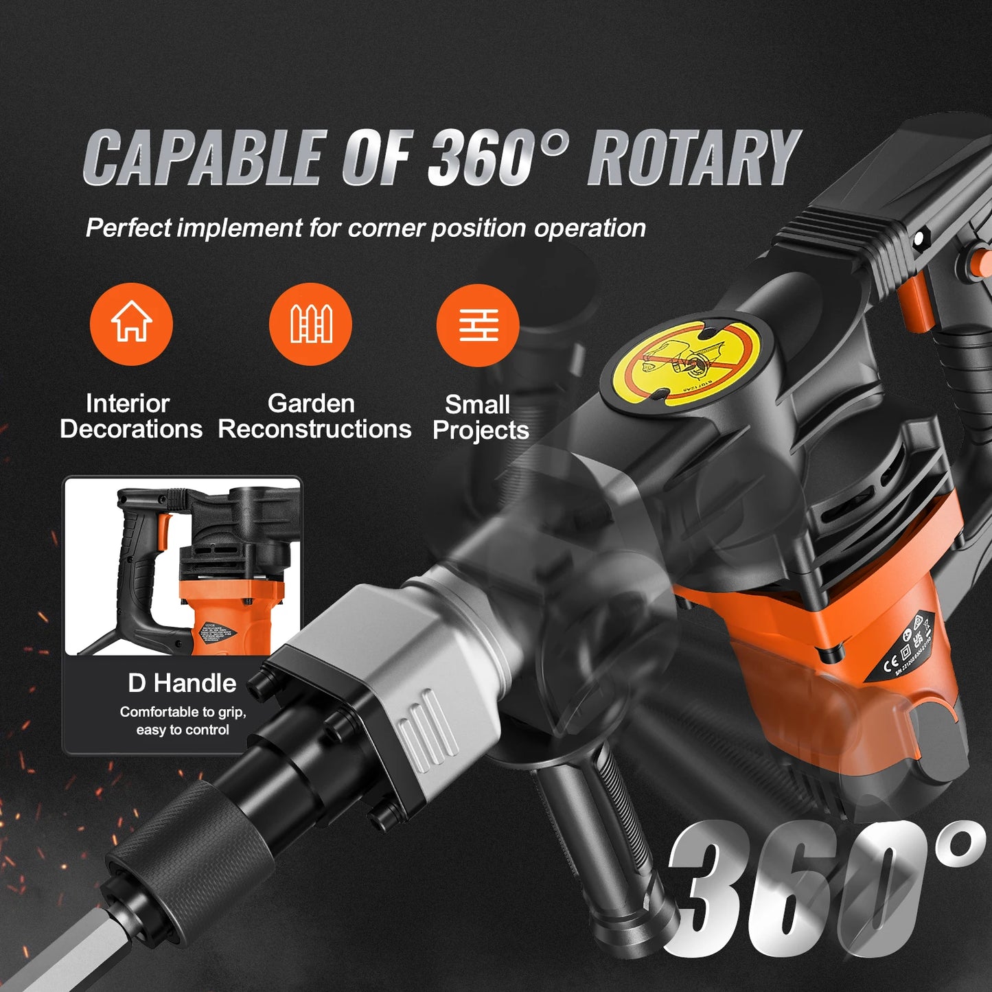 SucceBuy 1400W Demolition Jack Hammer Heavy Duty 2900 BPM