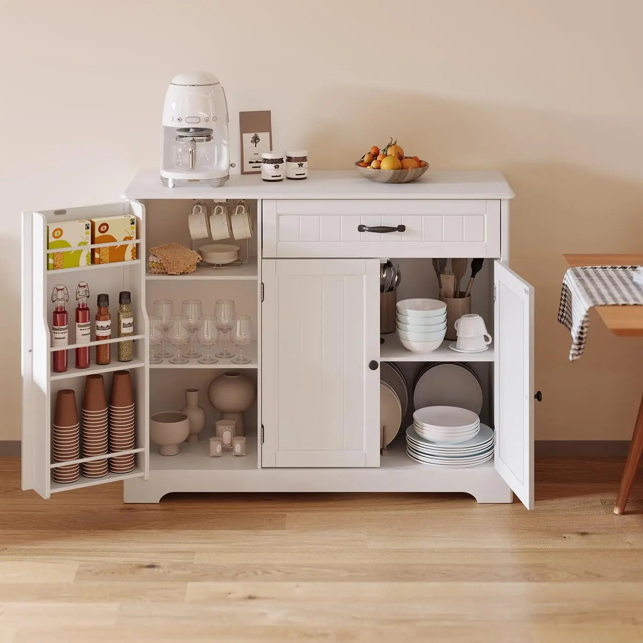 Kitchen Sideboard Buffet Cabinet Small Coffee Bar Cabinet with Drawer