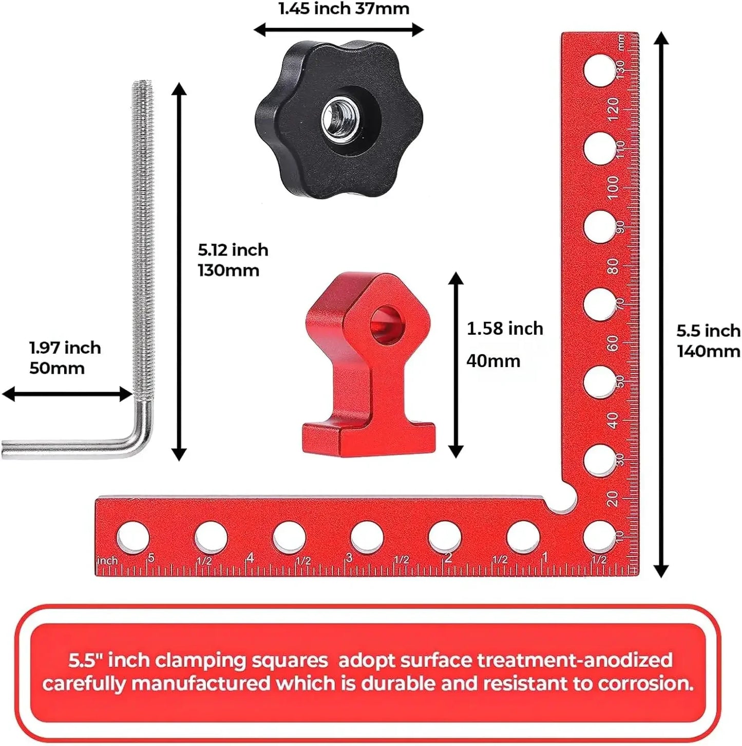 4 Pack 5.5 x 5.5 Inch Right Angle Corner Clamps Aluminum
