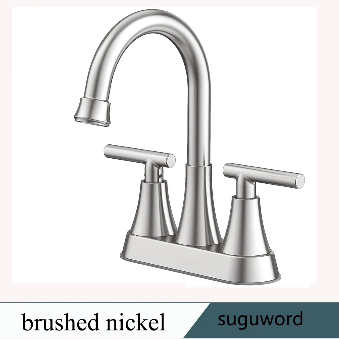 Black 3 Hole 4 Inch Center Set Bathroom Faucet Two Handle