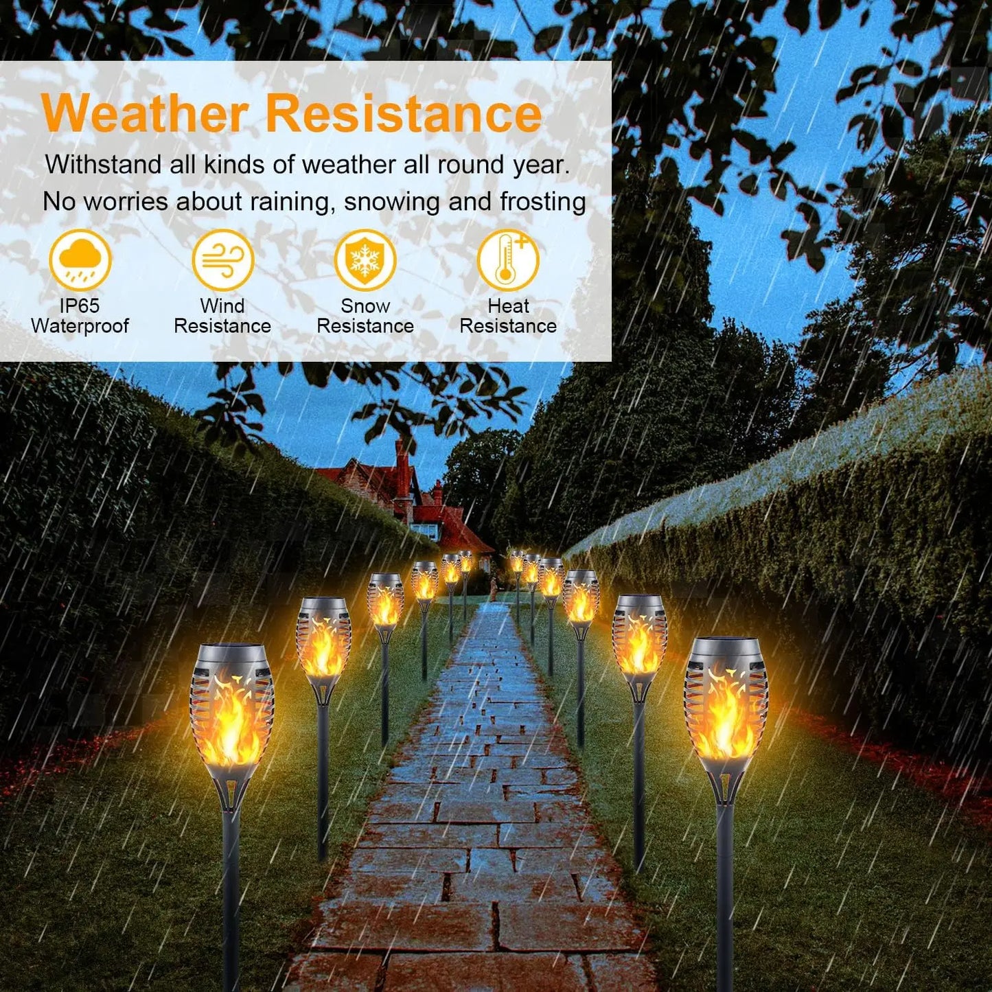 12 LED Solar Flame Torch Lights Flickering Waterproof Outdoor Garden Decoration Path Yard Patio Lamps