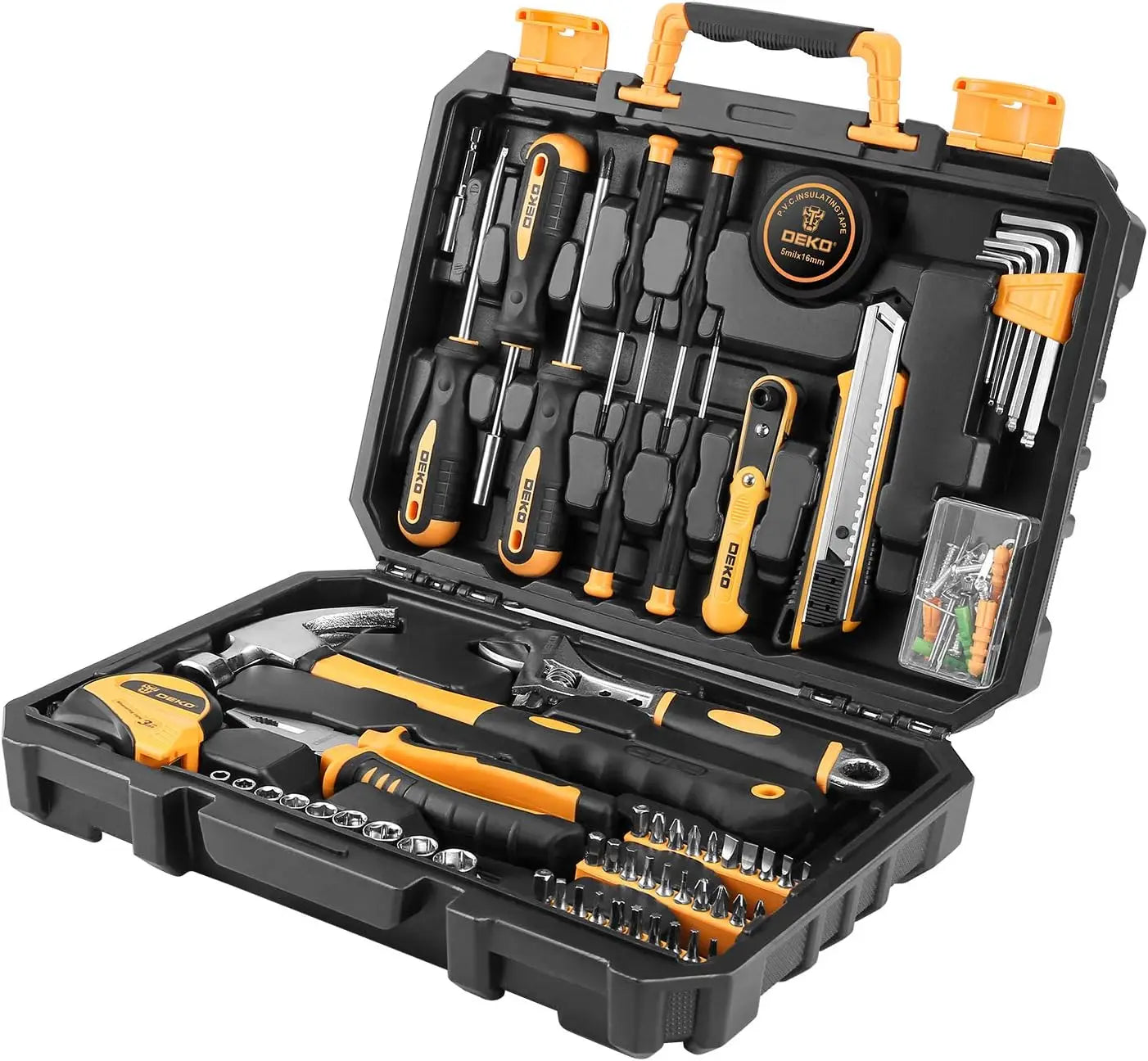 Deko 100 Piece Home Repair Tool Set With Compact Toolbox