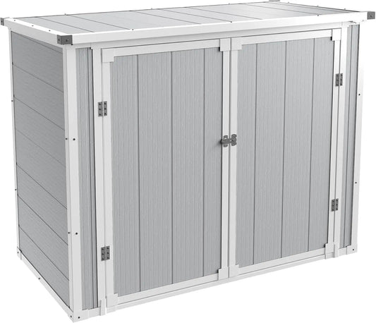 41 Cu. Ft Horizontal Storage Shed, Weatherproof Resin  Shed with Floor Thickened, Lockable Doors