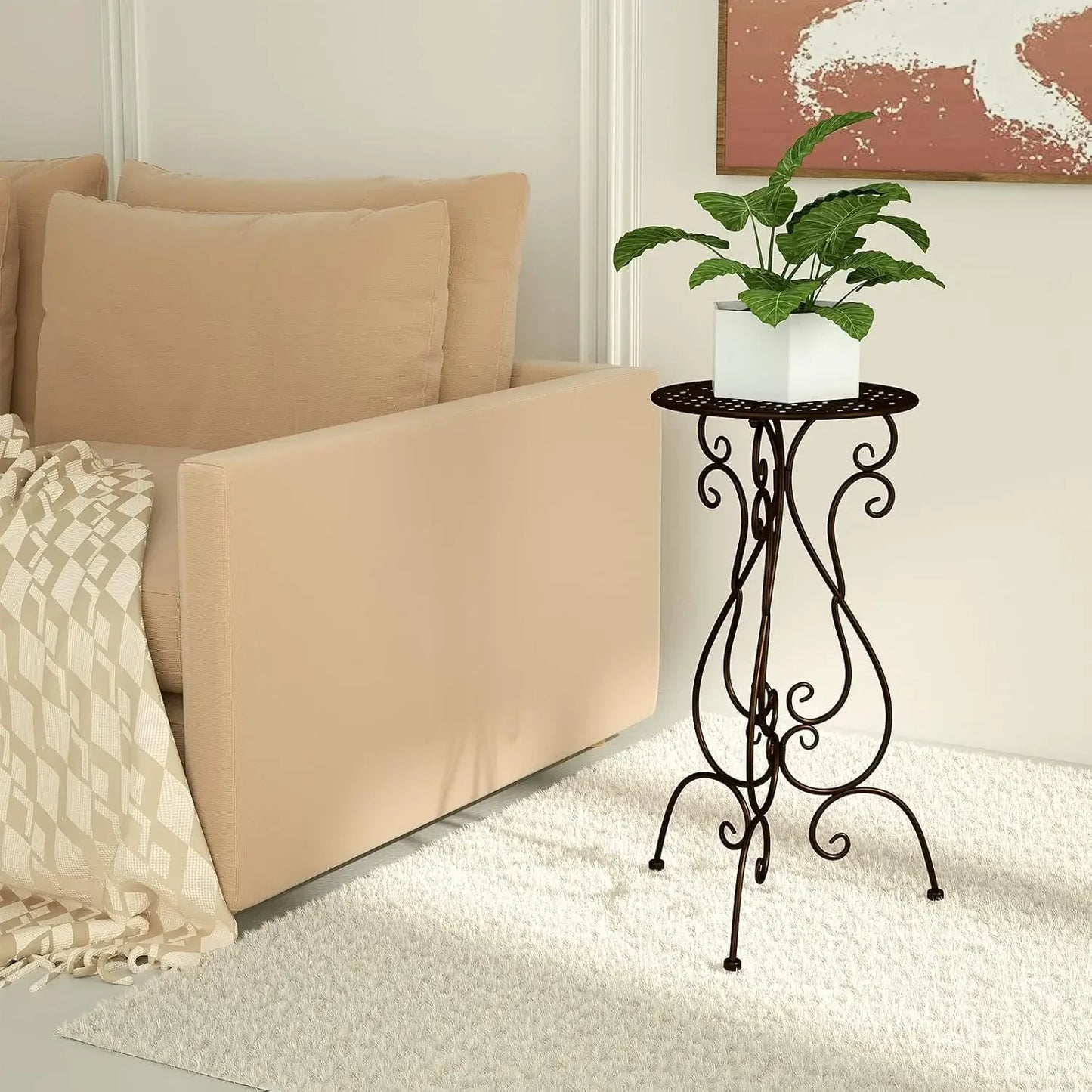 2 Pack Heavy Duty Metal Plant Stands 22.5 Inch Tall Indoor Outdoor Use