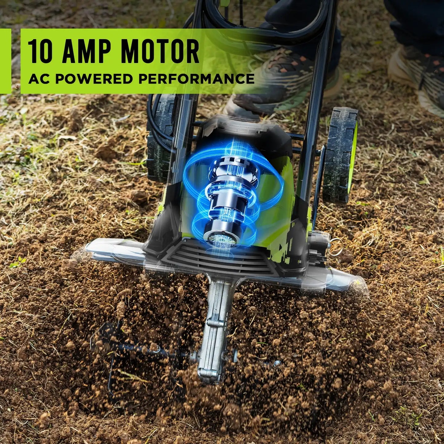 14-Inch Corded Electric ,10-Amp Electric Tiller and Cultivator for Lightweight Rototiller