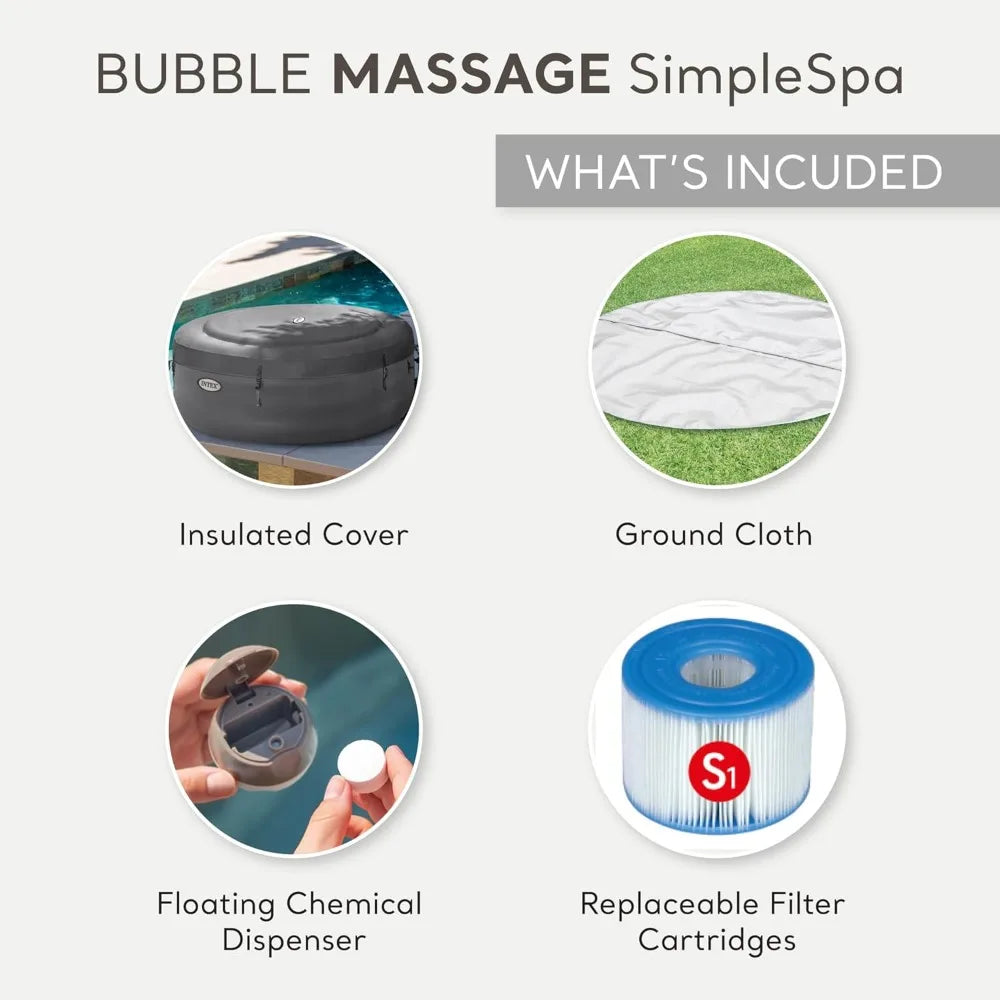 SimpleSpa Inflatable Hot Tub for 4 with Jet Massage and Built-in Pump