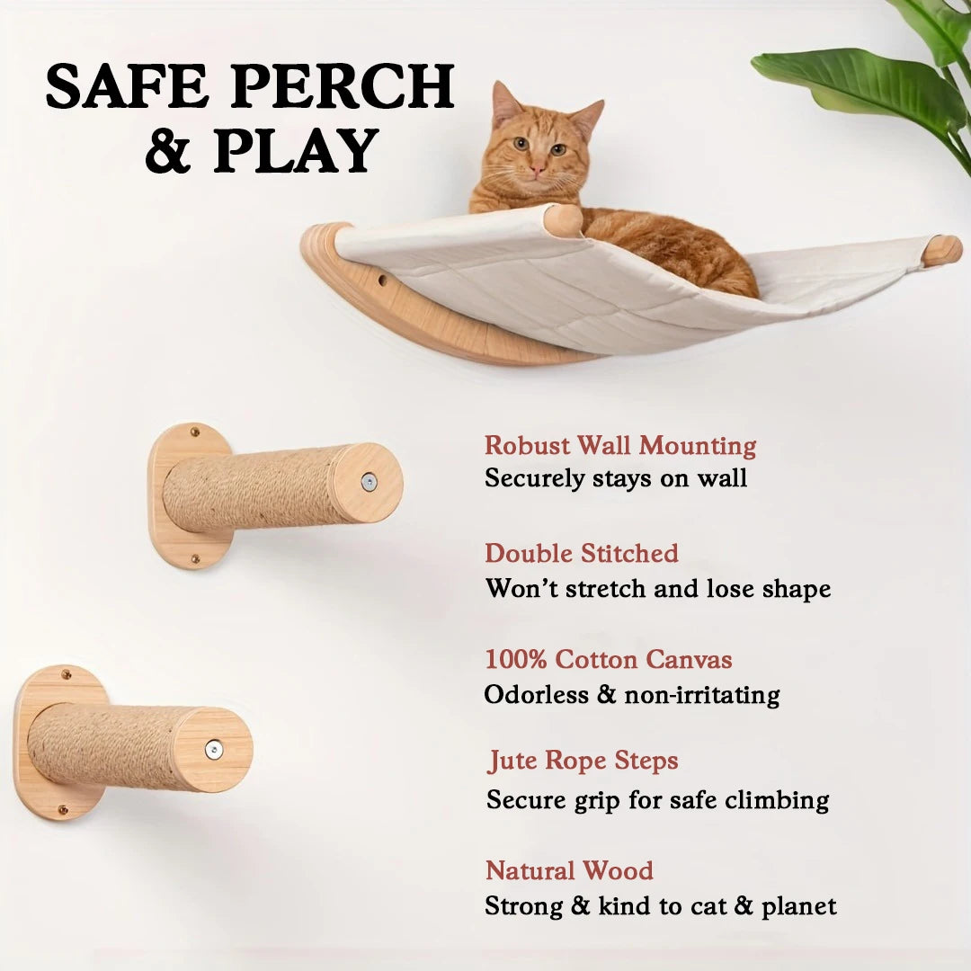 Cat Hammock Wall Mounted Two Steps Cat Wall Shelves