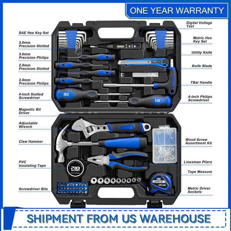 Prostormer 179 Piece Home Tool Kit Set With Portable Tool Box Essential Tools For Apartment Garage Office College Dorm