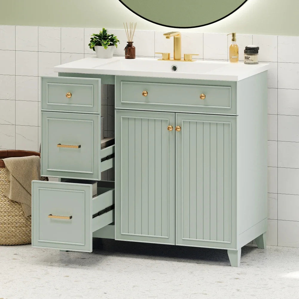 36-inch Bathroom Vanity,  Navy Blue Single Bathroom Cabinet, with 2 Drawers