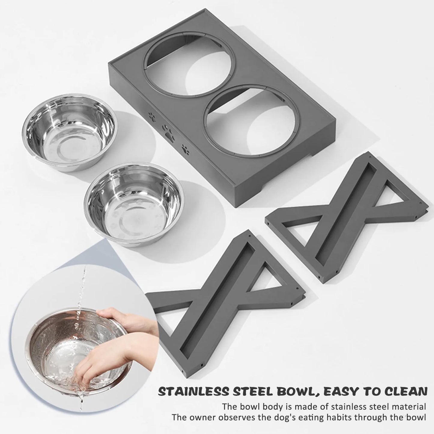 Stainless Steel Elevated Dog Bowl Non Slip No Spill Design Pet Feeder Promotes Healthy Digestion