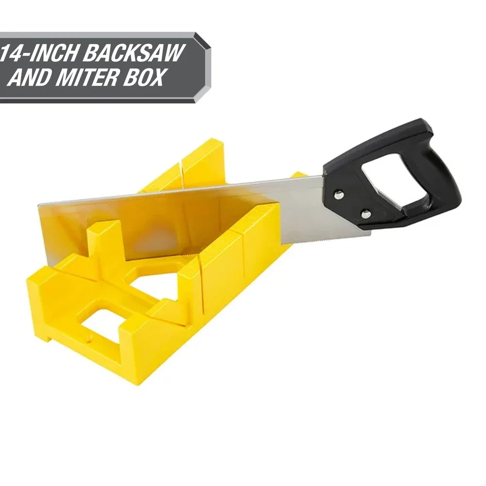 12 Inch Miter Box and 14 Inch Back Saw Set for Accurate Wood Cutting