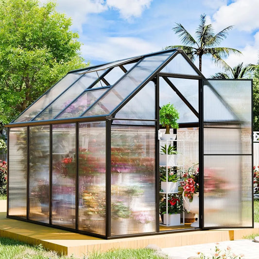 Heavy Duty Polycarbonate Greenhouse Kit 8x6x6 FT for Backyard Garden