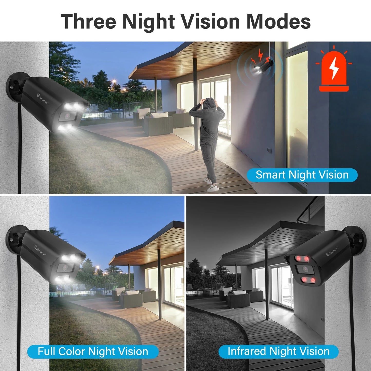 Jennov 4K 8MP POE IP Camera Security Hikvision Compatible Outdoor 2-Way Audio Auto Tracking Home Security NVR System IP66