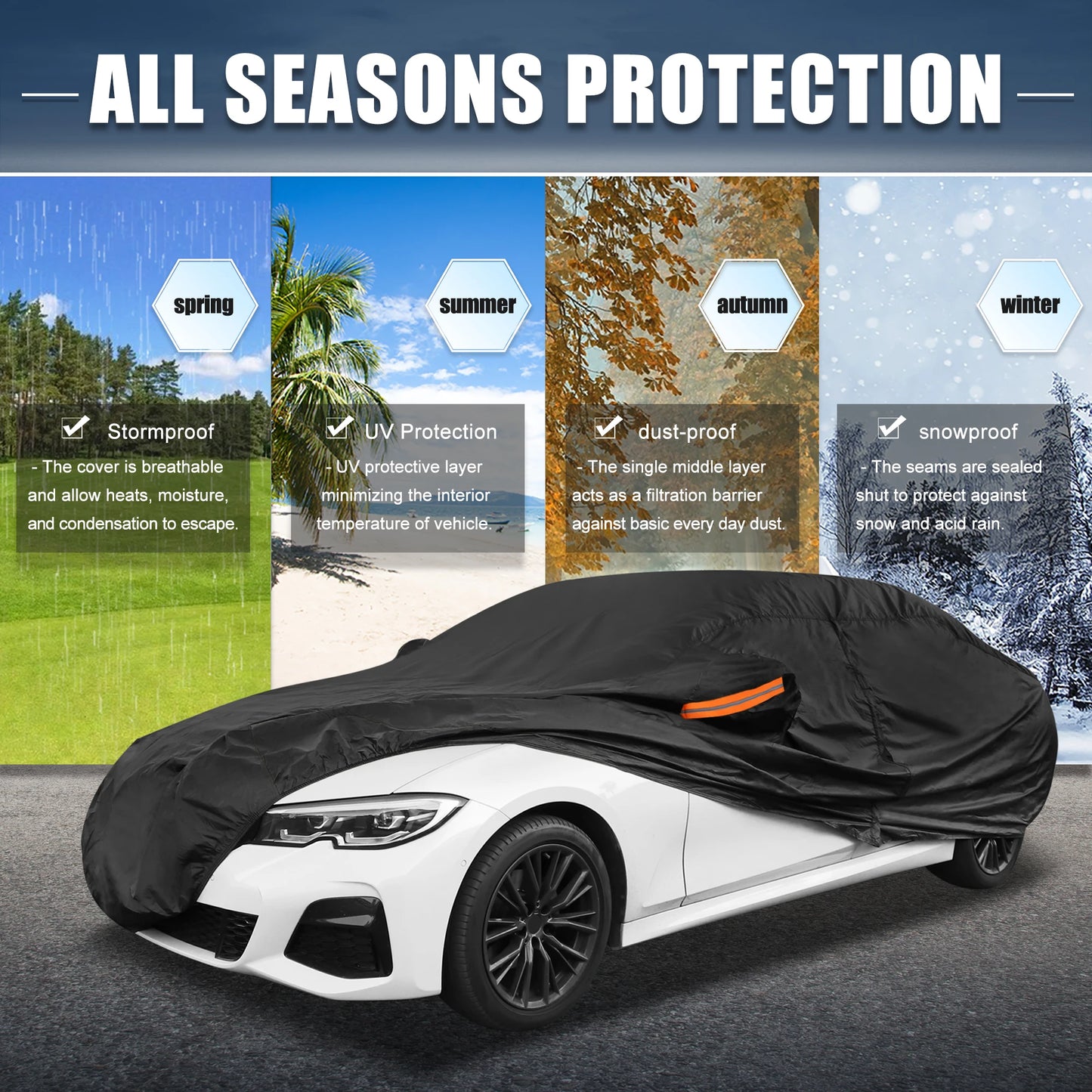 Car Cover for BMW 3 Series 2013-2025 Aluminum Film Outdoor Waterproof  with Driver Door Zipper