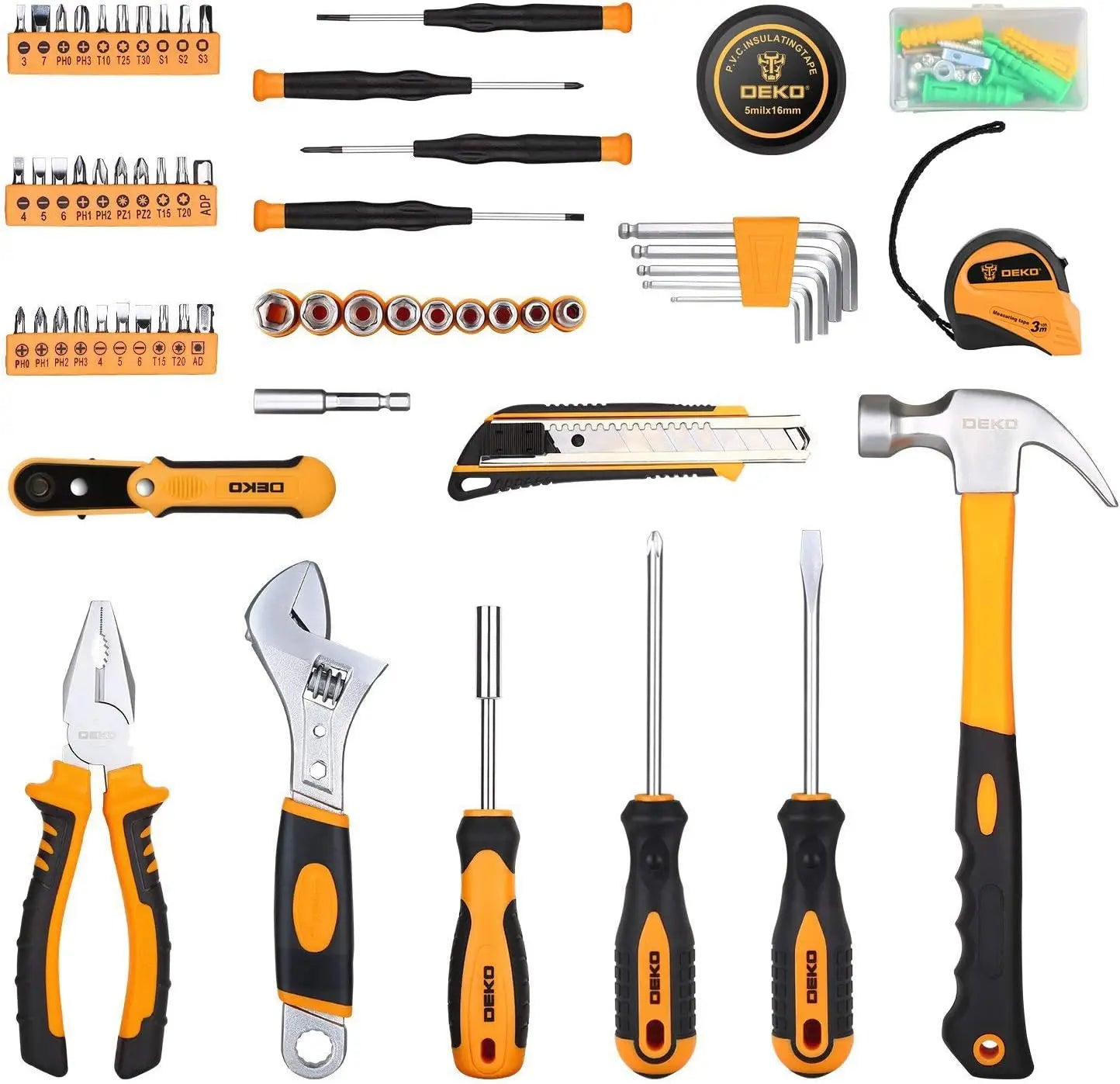 Deko 100 Piece Home Repair Tool Set With Compact Toolbox