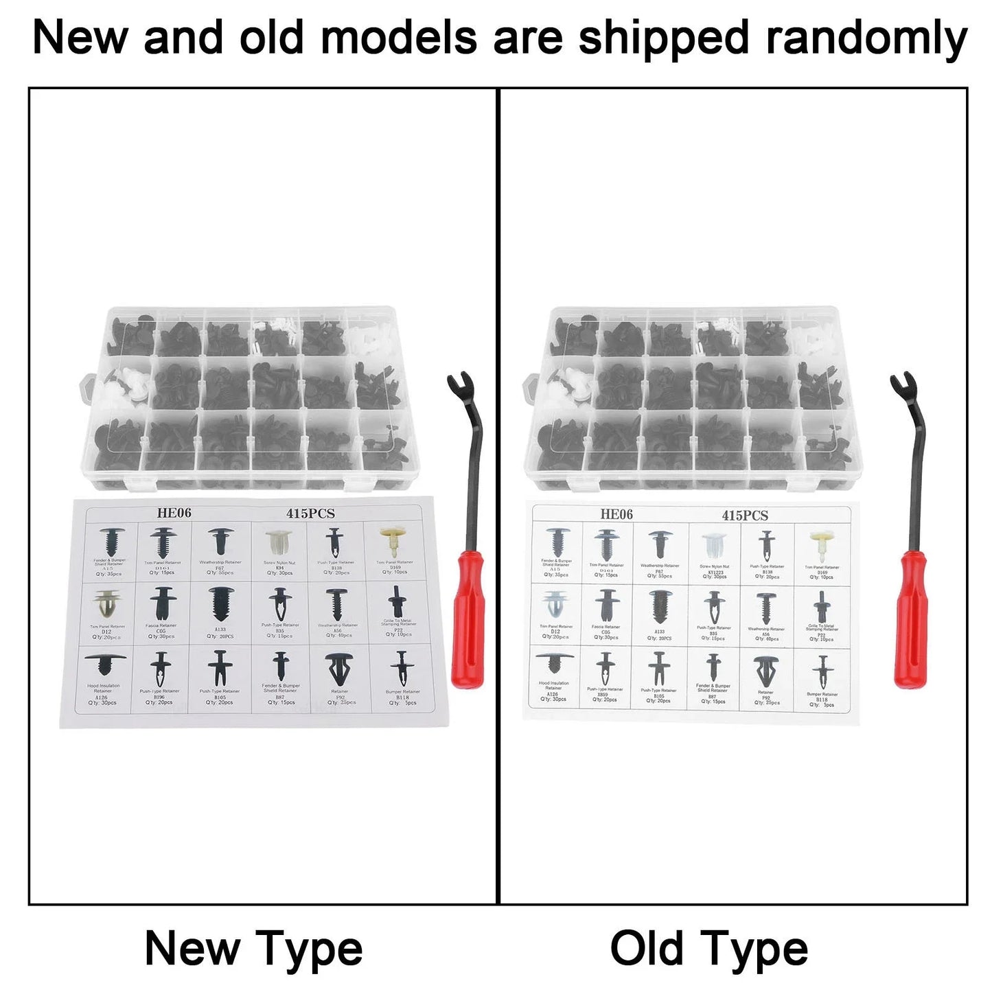 Automotive Clip And Retainer Kit 415 Pieces Car Push Pin Rivets Bumper Door Panel Fasteners With Screwdriver