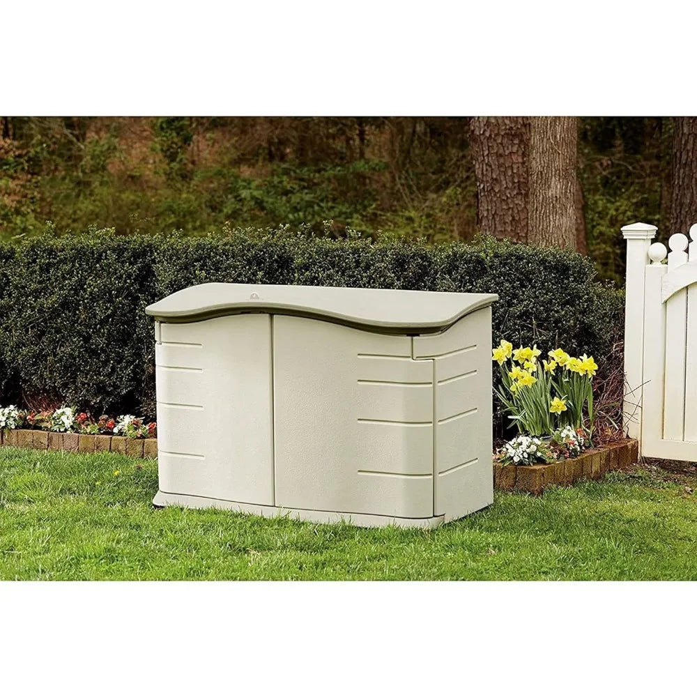Small Horizontal Resin Outdoor Storage Shed Beige Floor